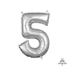 Anagram 16 inch NUMBER 5 - ANAGRAM - SILVER (AIR-FILL ONLY) Foil Balloon 33084-11-A-P