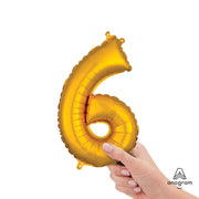 Anagram 16 inch NUMBER 6 - ANAGRAM - GOLD (AIR-FILL ONLY) Foil Balloon 33087-11-A-P
