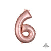 Anagram 16 inch NUMBER 6 - ANAGRAM - ROSE GOLD (AIR-FILL ONLY) Foil Balloon 37491-11-A-P