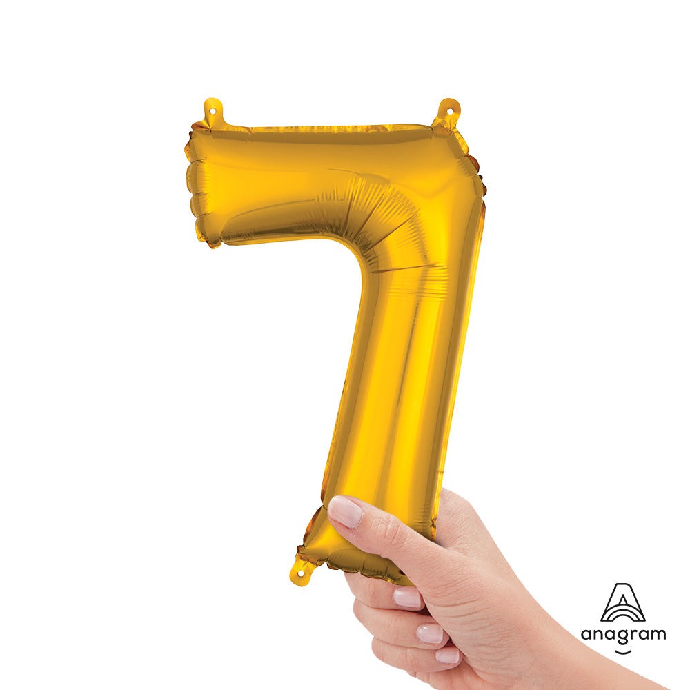 Anagram 16 inch NUMBER 7 - ANAGRAM - GOLD (AIR-FILL ONLY) Foil Balloon 33089-11-A-P