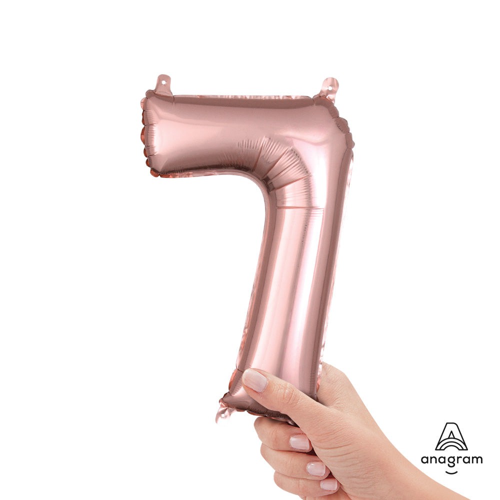 Anagram 16 inch NUMBER 7 - ANAGRAM - ROSE GOLD (AIR-FILL ONLY) Foil Balloon 37492-11-A-P
