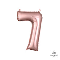 Anagram 16 inch NUMBER 7 - ANAGRAM - ROSE GOLD (AIR-FILL ONLY) Foil Balloon 37492-11-A-P