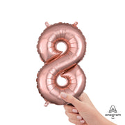 Anagram 16 inch NUMBER 8 - ANAGRAM - ROSE GOLD (AIR-FILL ONLY) Foil Balloon 37493-11-A-P