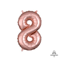 Anagram 16 inch NUMBER 8 - ANAGRAM - ROSE GOLD (AIR-FILL ONLY) Foil Balloon 37493-11-A-P