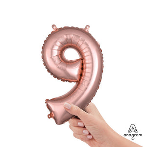 Anagram 16 inch NUMBER 9 - ANAGRAM - ROSE GOLD (AIR-FILL ONLY) Foil Balloon 37494-11-A-P