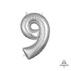 Anagram 16 inch NUMBER 9 - ANAGRAM - SILVER (AIR-FILL ONLY) Foil Balloon 33092-11-A-P