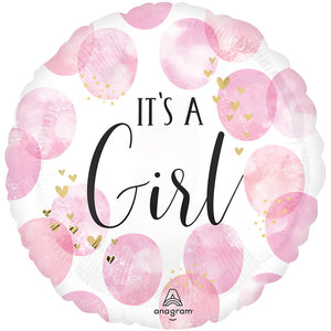 Anagram 17 inch BABY GIRL PINK WATERCOLOR Foil Balloon 45693-01-A-P