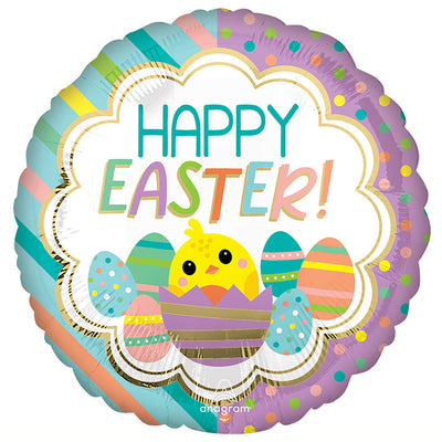 Anagram 17 inch HAPPY EASTER STRIPES & DOTS Foil Balloon 45159-02-A-U