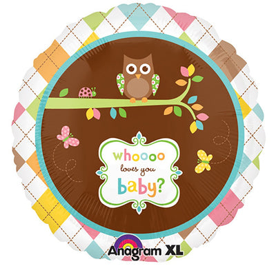 Anagram 17 inch WHOO LOVES YOU BABY Foil Balloon 113802-02-A-U
