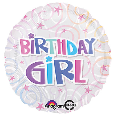Anagram 18 inch BIRTHDAY GIRL SWIRLS Foil Balloon 16025-02-A-U