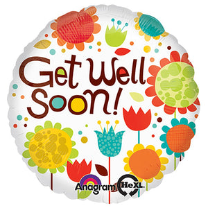 Anagram 18 inch CHEERY FLOWERS GET WELL Foil Balloon 19959-01-A-P