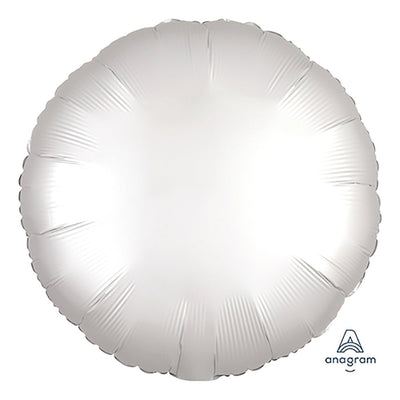 Anagram 18 inch CIRCLE - SATIN LUXE WHITE SATIN Foil Balloon 38589-02-A-U