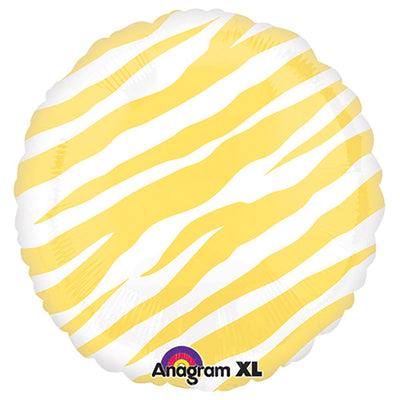 Anagram 18 inch CIRCLE - YELLOW ZEBRA Foil Balloon 25425-02-A-U