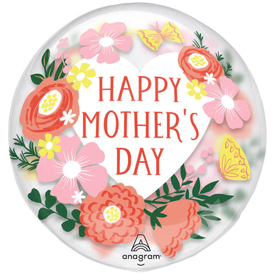 Anagram 18 inch CLEARZ - HAPPY MOTHER'S DAY CLEAR BLOOMS Plastic Balloon 45453-11-A-P
