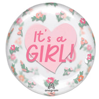 Anagram 18 inch CLEARZ - IT'S A GIRL FLORAL Plastic Balloon 45320-11-A-P