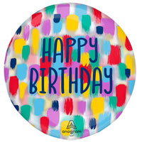Anagram 18 inch CLEARZ - PAINTERLY HAPPY BIRTHDAY Plastic Balloon 45315-11-A-P