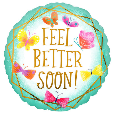 Anagram 18 inch FEEL BETTER TEAL & GOLD Foil Balloon 43036-01-A-P