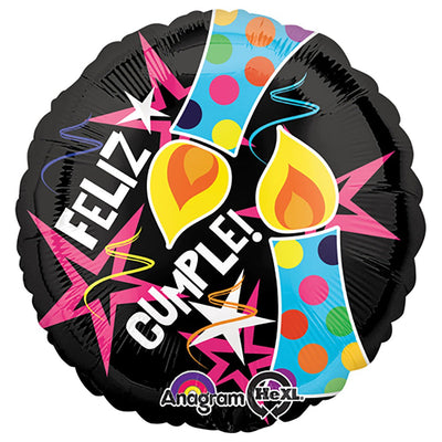 Anagram 18 inch FELIZ CUMPLE CANDLES AND STARS Foil Balloon 31138-01-A-P