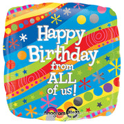 Anagram 18 inch HAPPY BIRTHDAY FROM ALL OF US Foil Balloon 17940-01-A-P