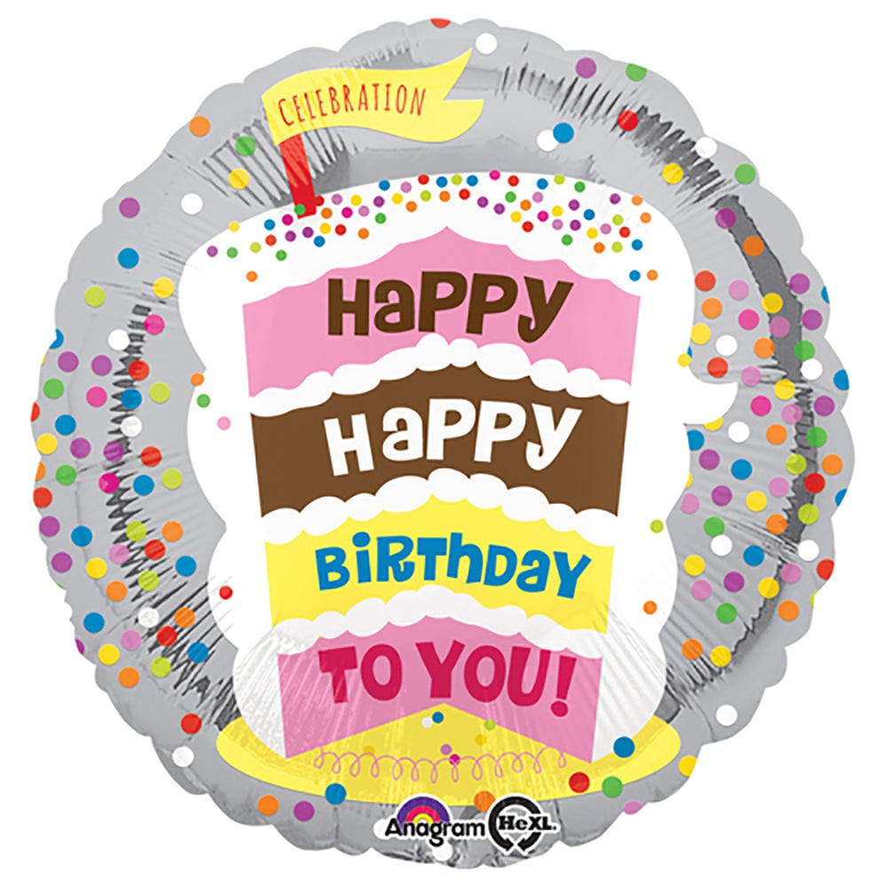 Anagram 18 inch HAPPY BIRTHDAY TO YOU CAKE Foil Balloon 33335-01-A-P