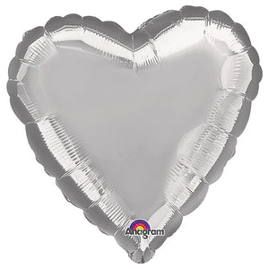 Anagram 18 inch HEART - METALLIC SILVER Foil Balloon 10576-02-A-U
