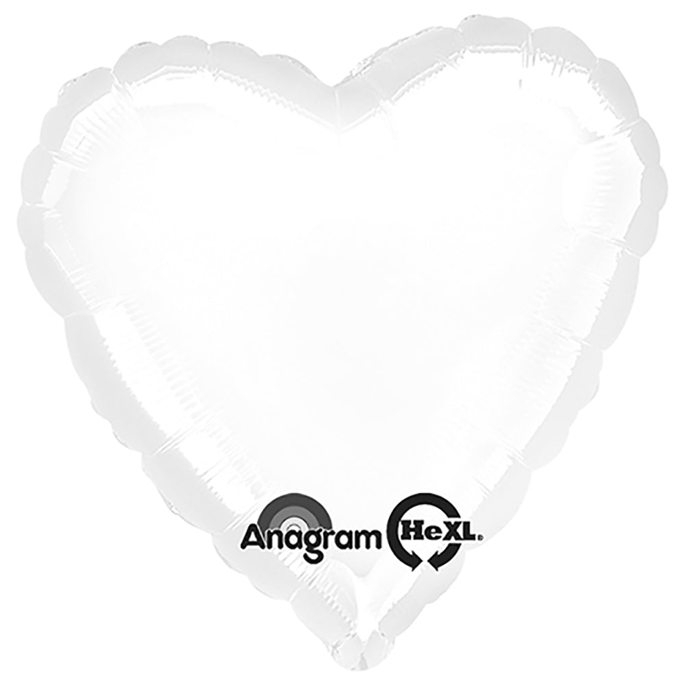 Anagram 18 inch HEART - METALLIC WHITE Foil Balloon 10595-02-A-U