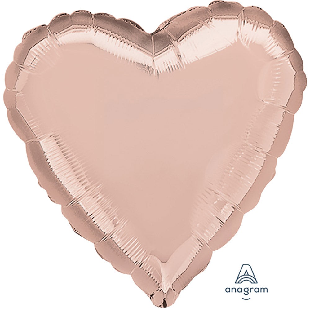 Anagram 18 inch HEART - ROSE GOLD Foil Balloon 36186-02-A-U