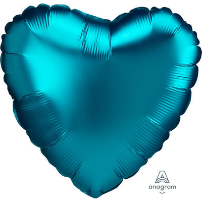 Anagram 18 inch HEART- SATIN LUXE AQUA Foil Balloon 41883-02-A-U