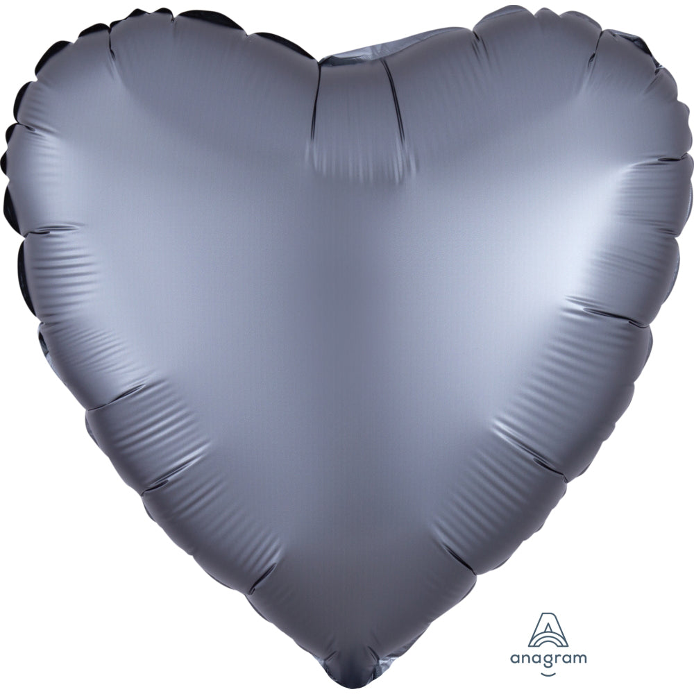 Anagram 18 inch HEART - SATIN LUXE GRAPHITE Foil Balloon 39917-02-A-U