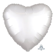 Anagram 18 inch HEART - SATIN LUXE WHITE SATIN Foil Balloon 38590-02-A-U