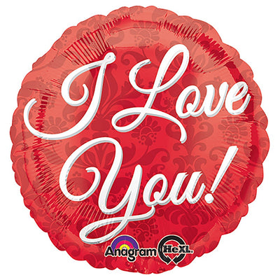 Anagram 18 inch I LOVE YOU RED DAMASK Foil Balloon 25566-01-A-P