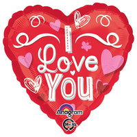 Anagram 18 inch I LOVE YOU SCRIBBLE HEARTS Foil Balloon 31818-01-A-P