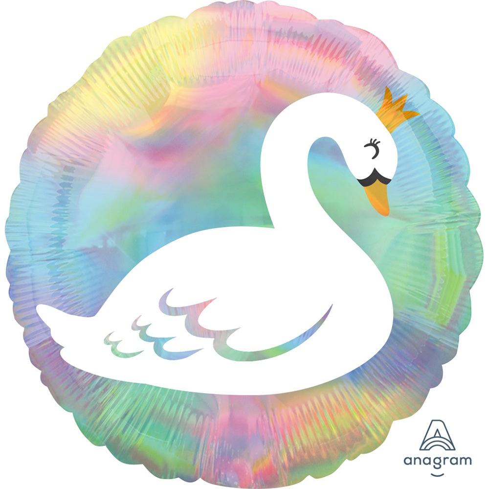 Anagram 18 inch IRIDESCENT PASTEL SWAN Foil Balloon 41212-02-A-U