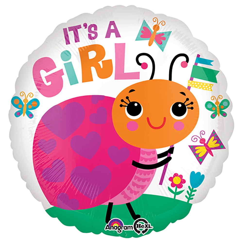 Anagram 18 inch IT'S A GIRL LADYBUG Foil Balloon 33645-01-A-P