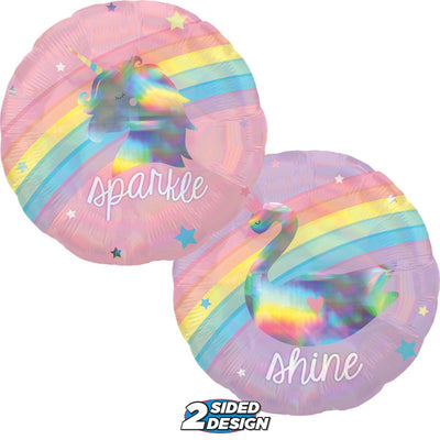 54 inch Betallic Glitter Rainbow Unicorn Foil Balloon - 35700