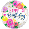 Anagram 18 inch SATIN ARTFUL FLORAL BIRTHDAY Foil Balloon 44851-02-A-U