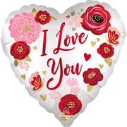 Anagram 18 inch SATIN LOVE YOU FLOWERS Foil Balloon 43664-02-A-U