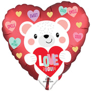 Anagram 18 inch SATIN LOVE YOU WHITE BEAR Foil Balloon 45114-02-A-U
