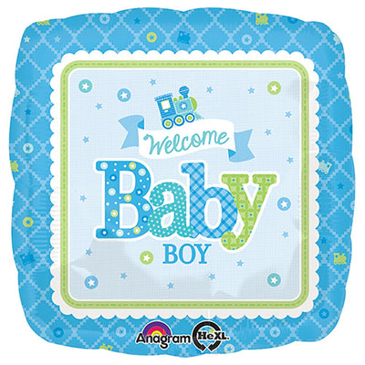 Anagram 18 inch WELCOME BABY BOY TRAIN Foil Balloon 30746-01-A-P