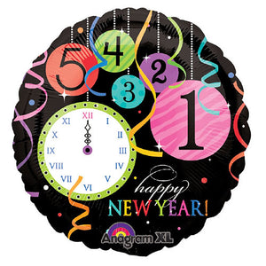 Anagram 18 inch WILD HAPPY NEW YEARS TIME GOES BY Foil Balloon 114002-01-A-P