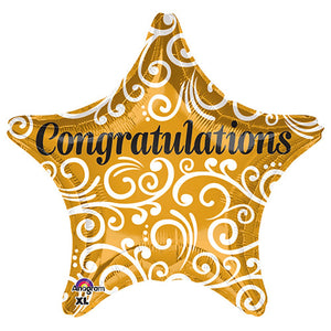 Anagram 19 inch CONGRATULATIONS SOPHISTICATED STAR Foil Balloon 32635-01-A-P