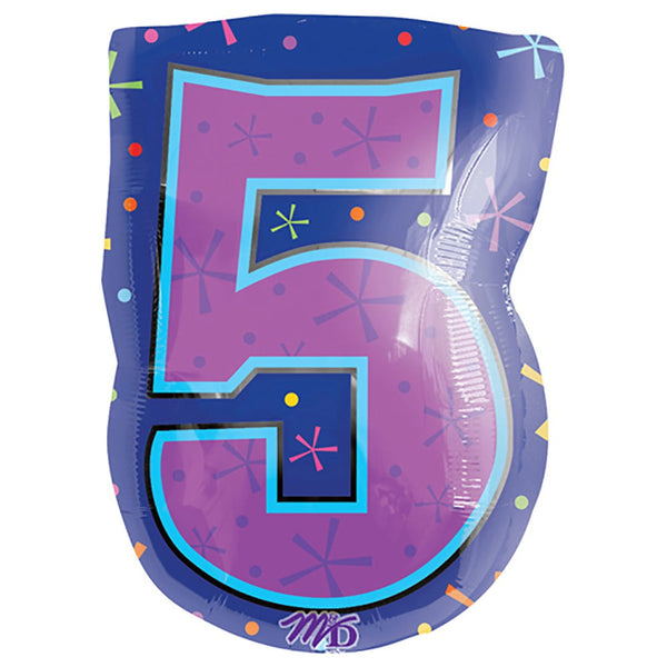 Anagram 20 inch NUMBER 5 - MULTI-COLOR Foil Balloon 12672-01-A-P