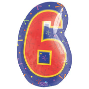 Anagram 20 inch NUMBER 6 - MULTI-COLOR Foil Balloon 12673-01-A-P