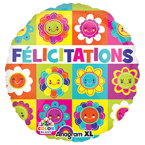 Anagram 21 inch FELICITATIONS HAPPY FLOWERS Foil Balloon 31187-01-A-P