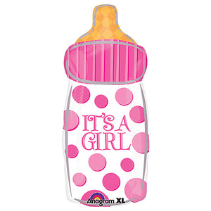 Anagram 23 inch IT'S A GIRL BABY BOTTLE Foil Balloon 26801-01-A-P