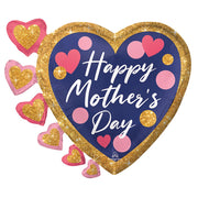Anagram 24 inch HAPPY MOTHER'S DAY NAVY, PINK & GLITTER DOTS Foil Balloon 42739-01-A-P