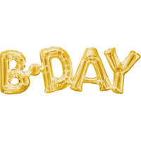 Anagram 26″ BLOCK PHRASE: "B-DAY" - GOLD (AIR-FILL ONLY) Foil Balloon 33756-01-A-P