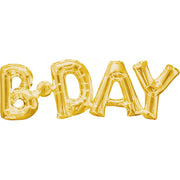 Anagram 26″ BLOCK PHRASE: "B-DAY" - GOLD (AIR-FILL ONLY) Foil Balloon 33756-01-A-P