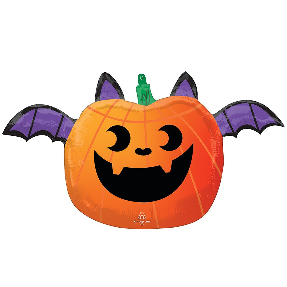 Anagram 26 inch FUN & SPOOKY PUMPKIN BAT Foil Balloon 44822-01-A-P