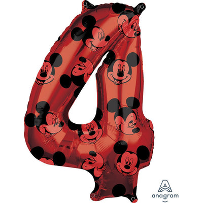Anagram 26 inch MICKEY MOUSE FOREVER NUMBER 4 Foil Balloon 40134-01-A-P